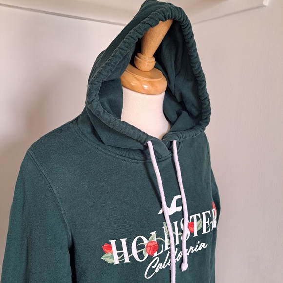 Hollister | Emerald green graphic logo pullover hoodie sweater - Picture 6 of 10